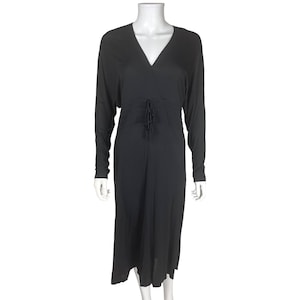 Vintage 1970s Miss Dior Dress Black Rayon Made in France Size L - VFG
