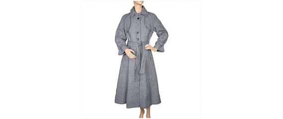 Vintage 1970s Tweed Wool Houndstooth Coat Princess