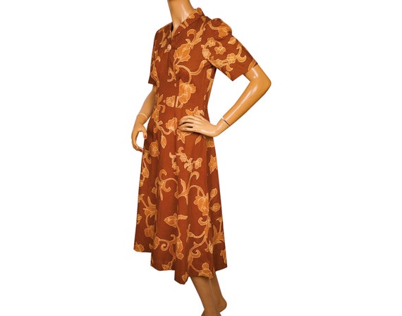 Vintage 1970s Does 1930s Floral Print Day Dress -… - image 3