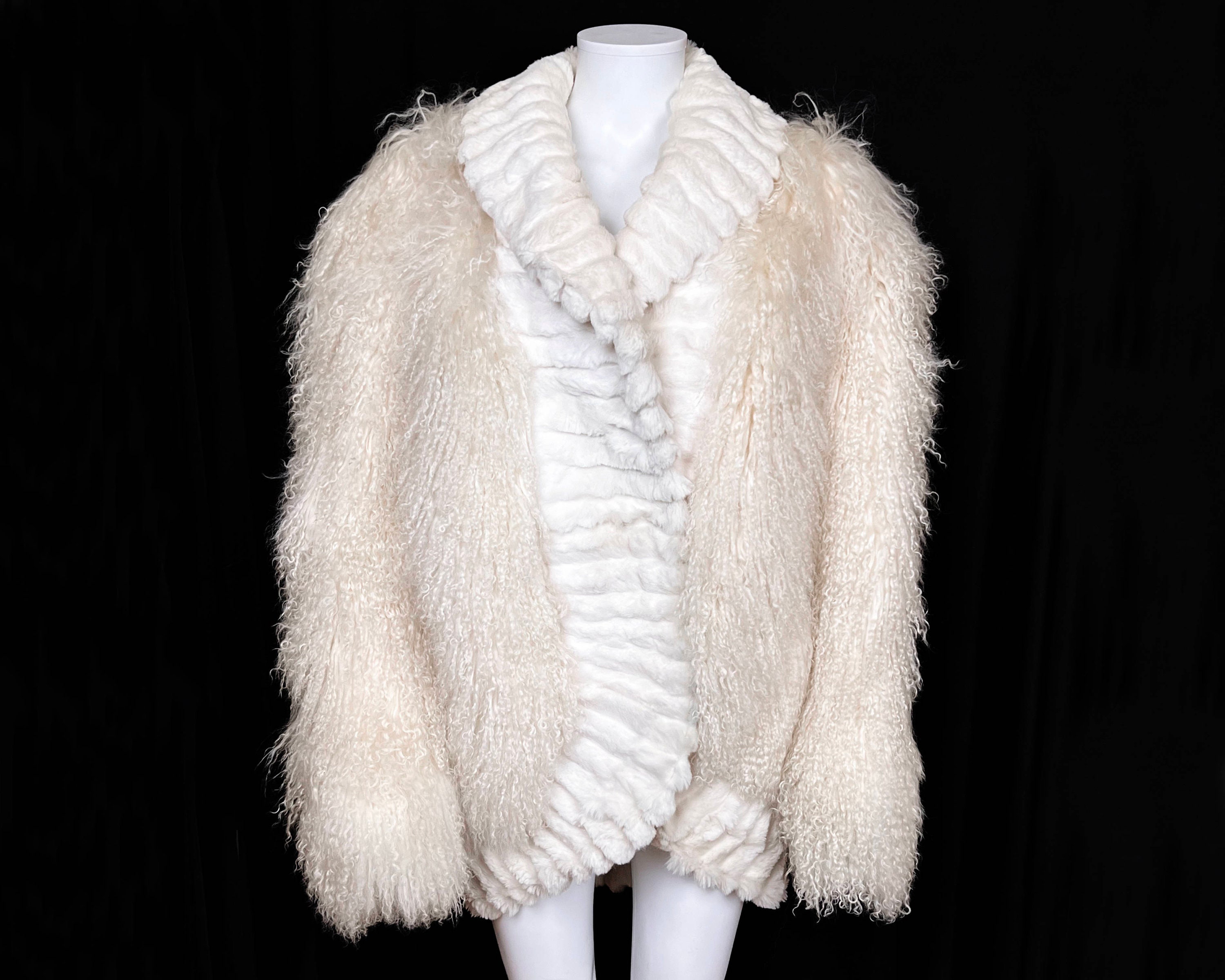 Michelle Natural Ivory Mongolian Lamb Fur Scarf