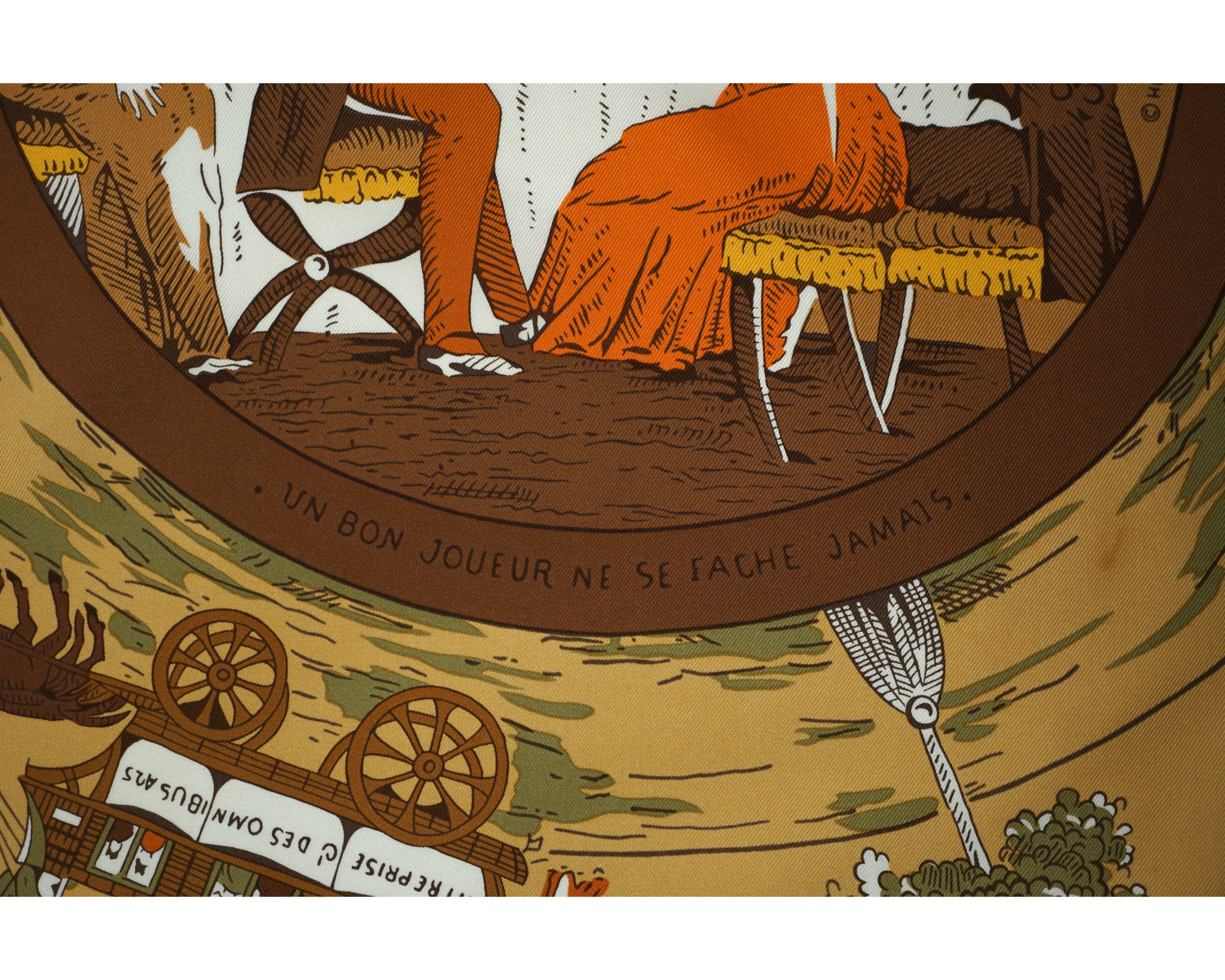 Vintage Hermes Silk Scarf Jeu Des Omnibus Hugo Grygkar 35” - VFG