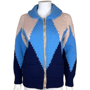 Vintage 1960s Wool Cowichan Ski Sweater Diamond Harlequin Mary Maxim Pattern 899