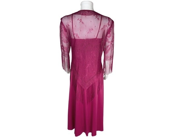 Vintage 1970s Pink Polyester Dress with Lace Jack… - image 2