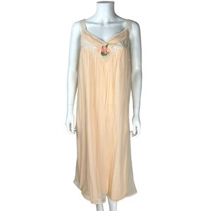 Vintage 1960s Negligee Nylon Peignoir Set Nightie & Robe Peach Size M VFG image 3