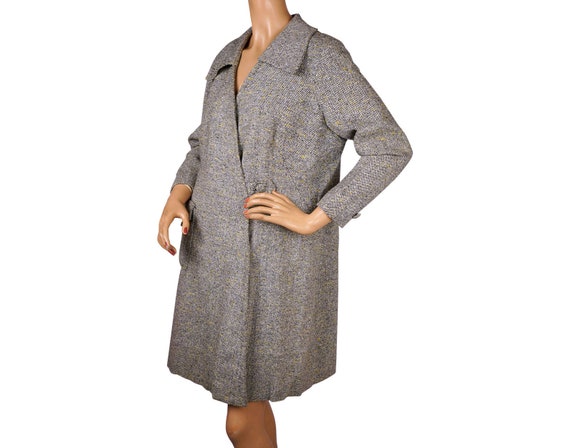 1960s Mod Coat Salt & Pepper Tweed, 60s Does 20s … - image 2