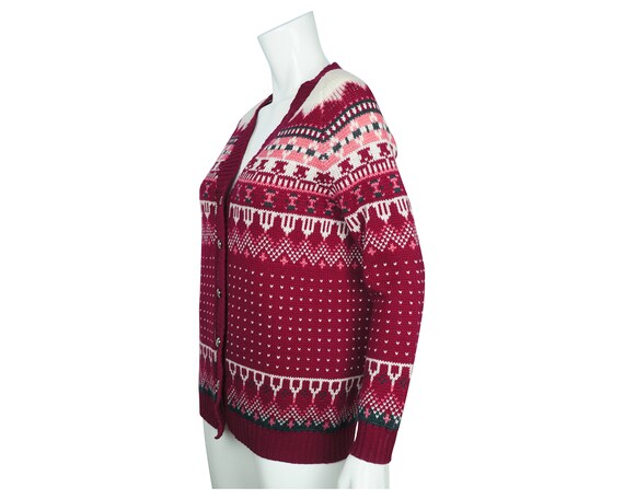 Vintage 1970s Cardigan Sweater Nordic Pattern Cor… - image 3