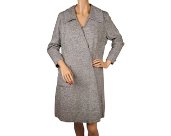 1960s Mod Coat Salt & Pepper Tweed, 60s Does 20s Size M - VFG