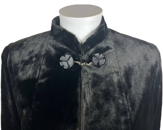 Vintage 1920s Jacket Black Plush Velvet Ladies Si… - image 4