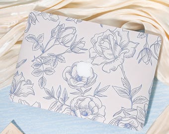 Delicate Blue Floral MacBook Case,MacBook Pro 16/15/14/13",New Mac Pro 14 (A3434),Mac Air 15/13/11" Sleeve,Personalized Laptop Cover,Gift