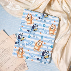 Bluey Stripe Pattern iPad Mini 7/6/5th Cover,iPad Pro 9.7" 11" 12.9" 13",iPad Air 7 11/13" A16 Case,iPad 10/9/8th with Pencil Slot