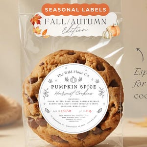 Cottage Food Law Circle Label, 4 in Round Cookie Sticker, Fall Pumpkin Seasonal Bakery, Sourdough Bread Bag, Canva EDITABLE Template 001