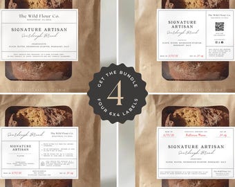 BUNDLE Cottage Food Label, 6x4 Sticker, For Sourdough Bread Box, Cookie Bag, Home Bakery With Ingredients, QR, Canva EDITABLE Template 001
