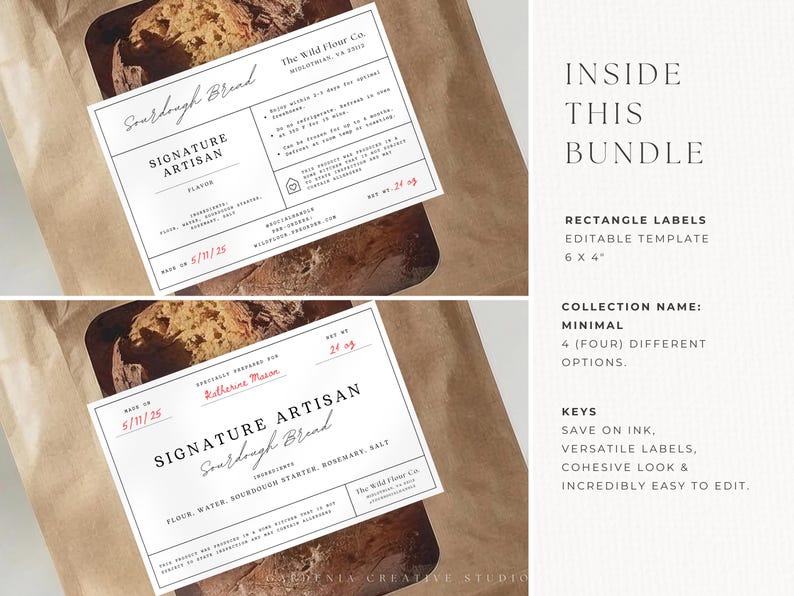 BUNDLE Cottage Food Label, 6x4 Sticker, For Sourdough Bread Box, Cookie Bag, Home Bakery With Ingredients, QR, Canva EDITABLE Template 001 bild 7