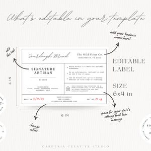 BUNDLE Cottage Food Label, 6x4 Sticker, For Sourdough Bread Box, Cookie Bag, Home Bakery With Ingredients, QR, Canva EDITABLE Template 001 bild 15