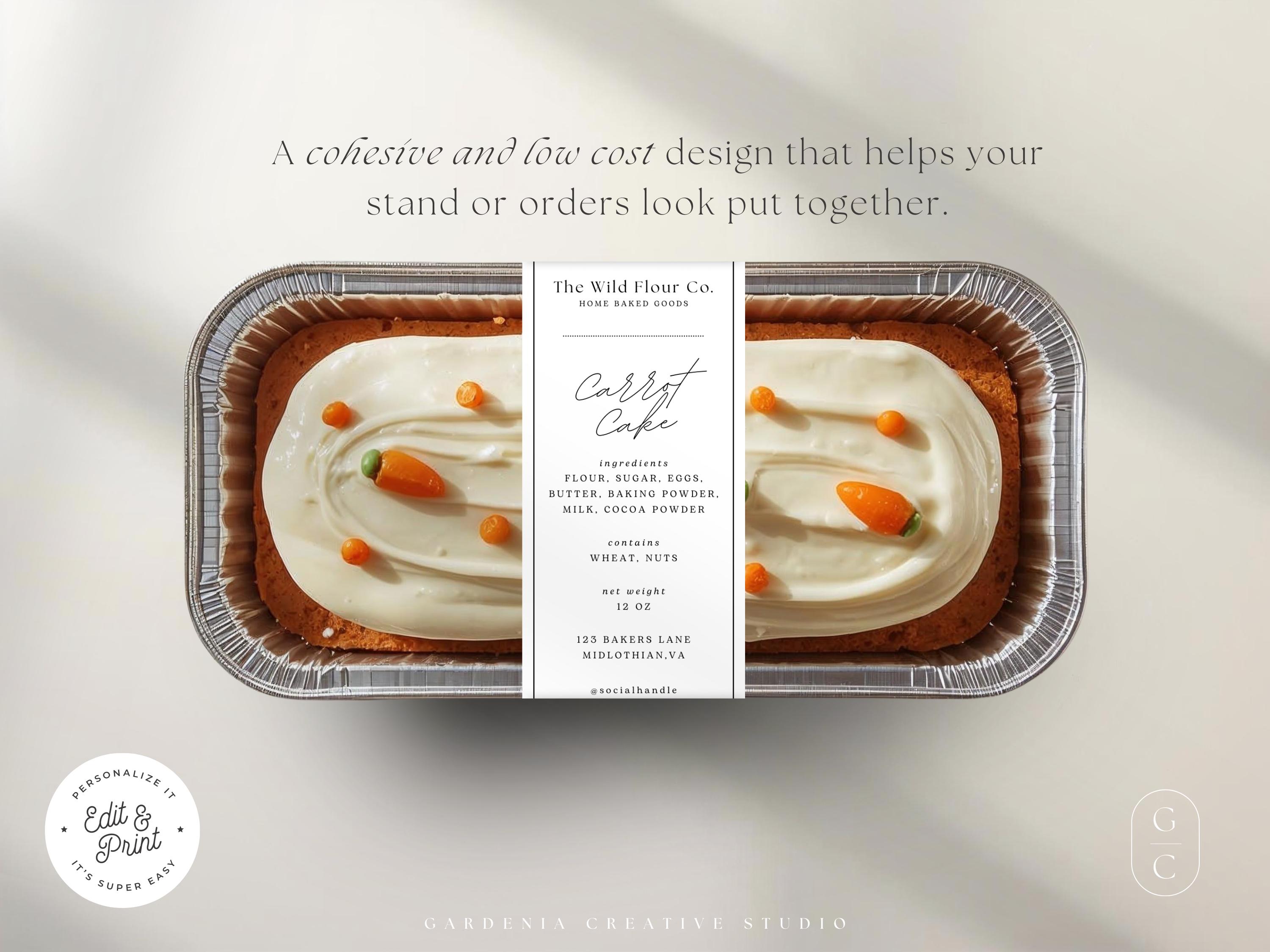 Small Ingredients Tag Mini Cake Tin Label EDITABLE Template, Mini Loaf Sticker, Cottage Food ...
