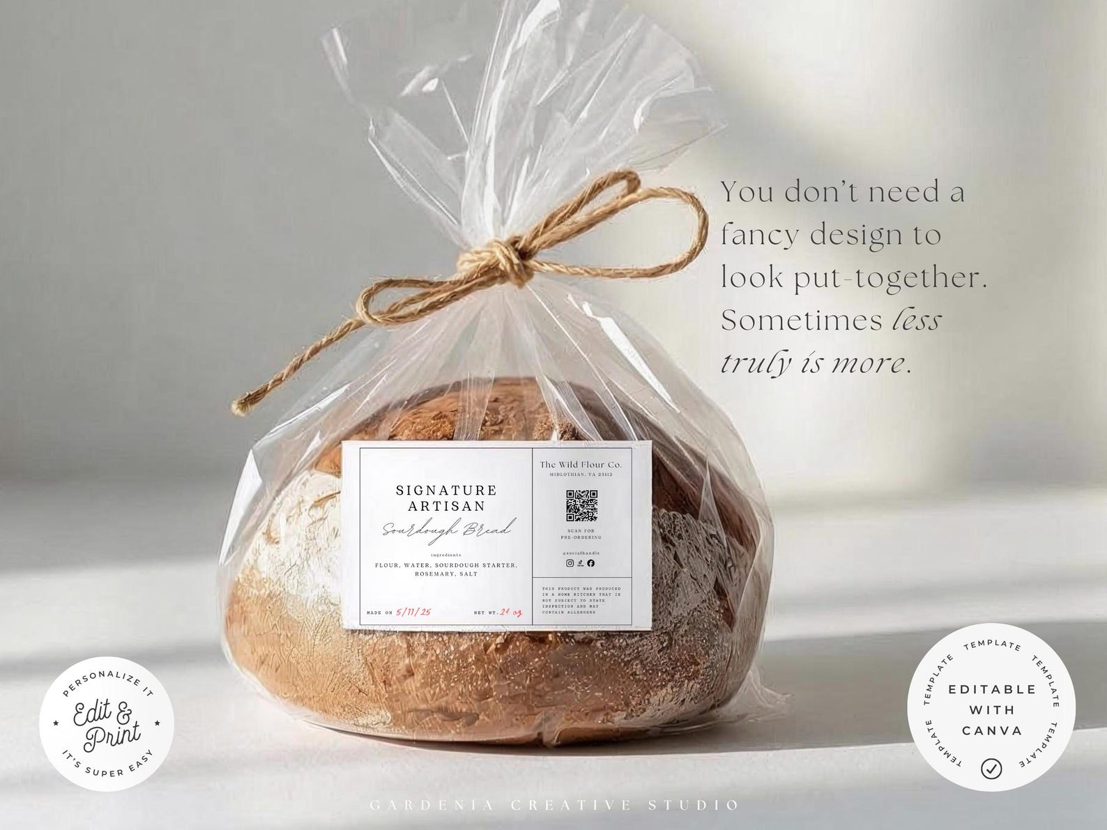 6x4 Cottage Food Label Template, Rectangle Cookie Label With Cottage ...