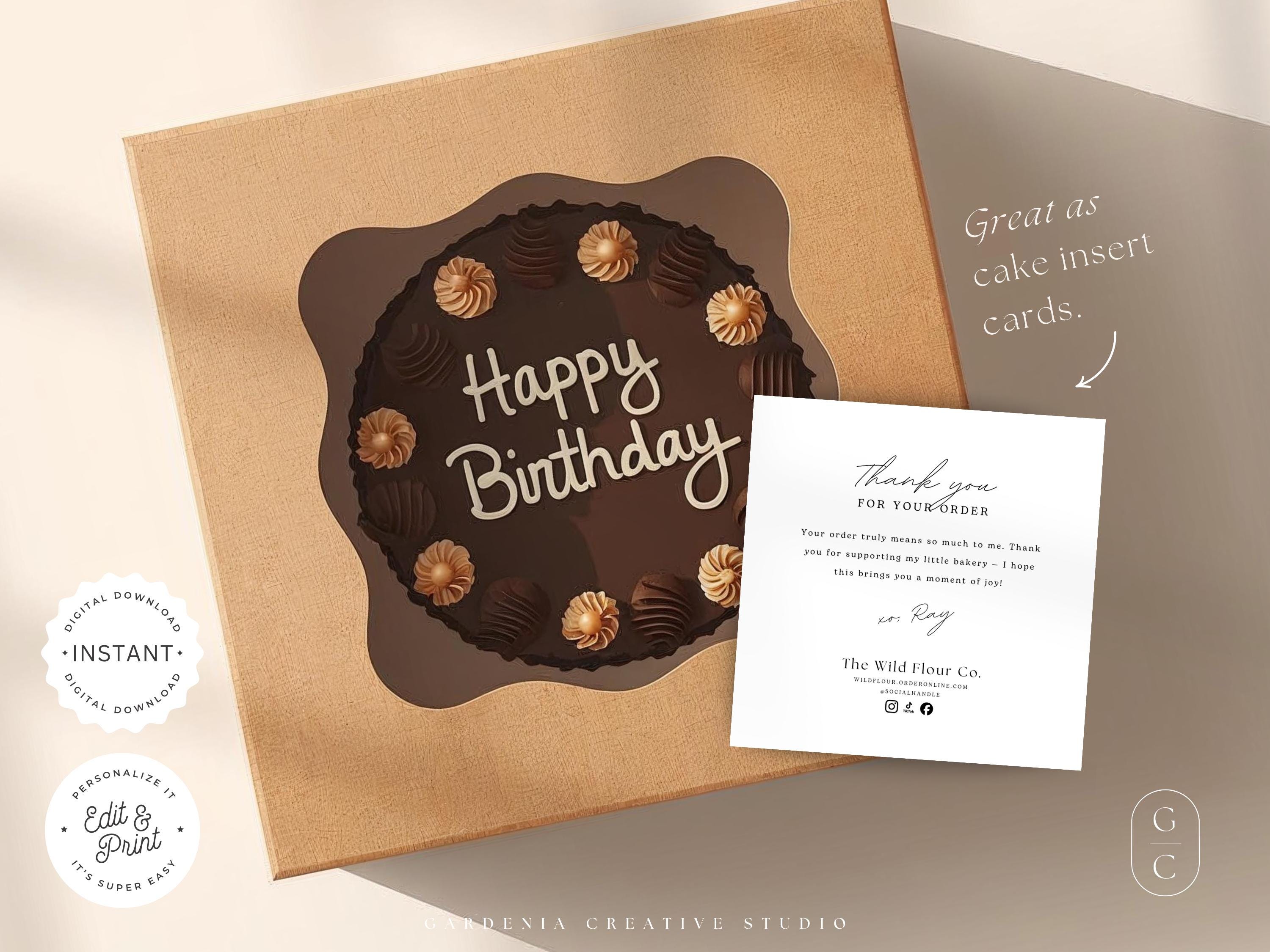 BUNDLE Care Card and Thank You Insert, Bakery Business Edit & Print ...
