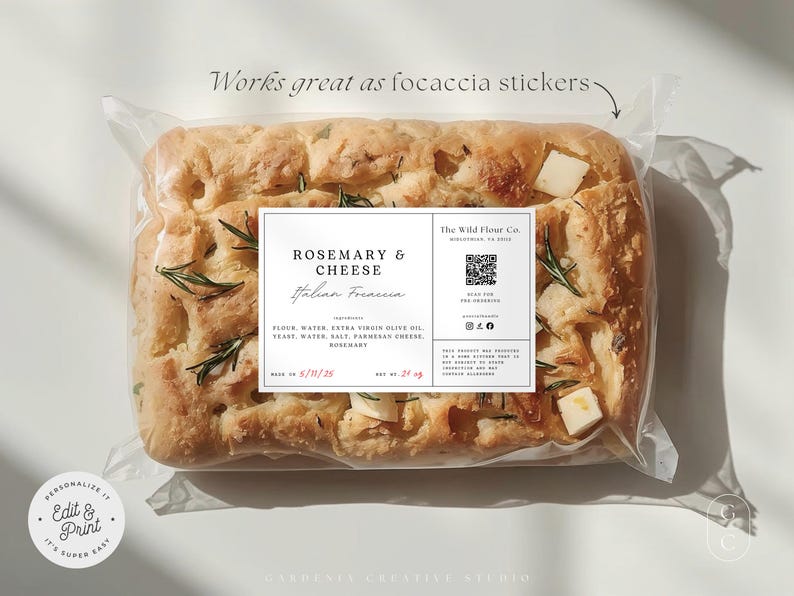 BUNDLE Cottage Food Label, 6x4 Sticker, For Sourdough Bread Box, Cookie Bag, Home Bakery With Ingredients, QR, Canva EDITABLE Template 001 bild 3