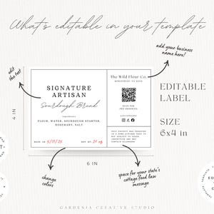 BUNDLE Cottage Food Label, 6x4 Sticker, For Sourdough Bread Box, Cookie Bag, Home Bakery With Ingredients, QR, Canva EDITABLE Template 001 bild 14