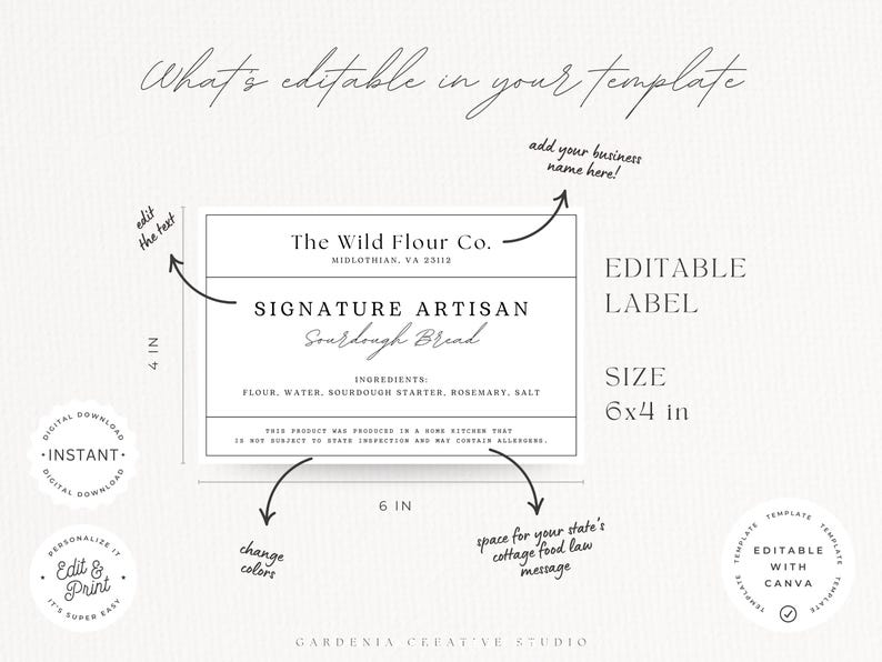 BUNDLE Cottage Food Label, 6x4 Sticker, For Sourdough Bread Box, Cookie Bag, Home Bakery With Ingredients, QR, Canva EDITABLE Template 001 bild 13