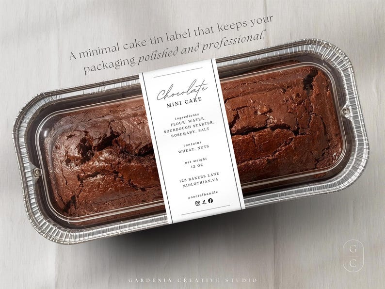 Mini Cake Tin Label EDITABLE Template, Mini Loaf Sticker, Cottage Food ...