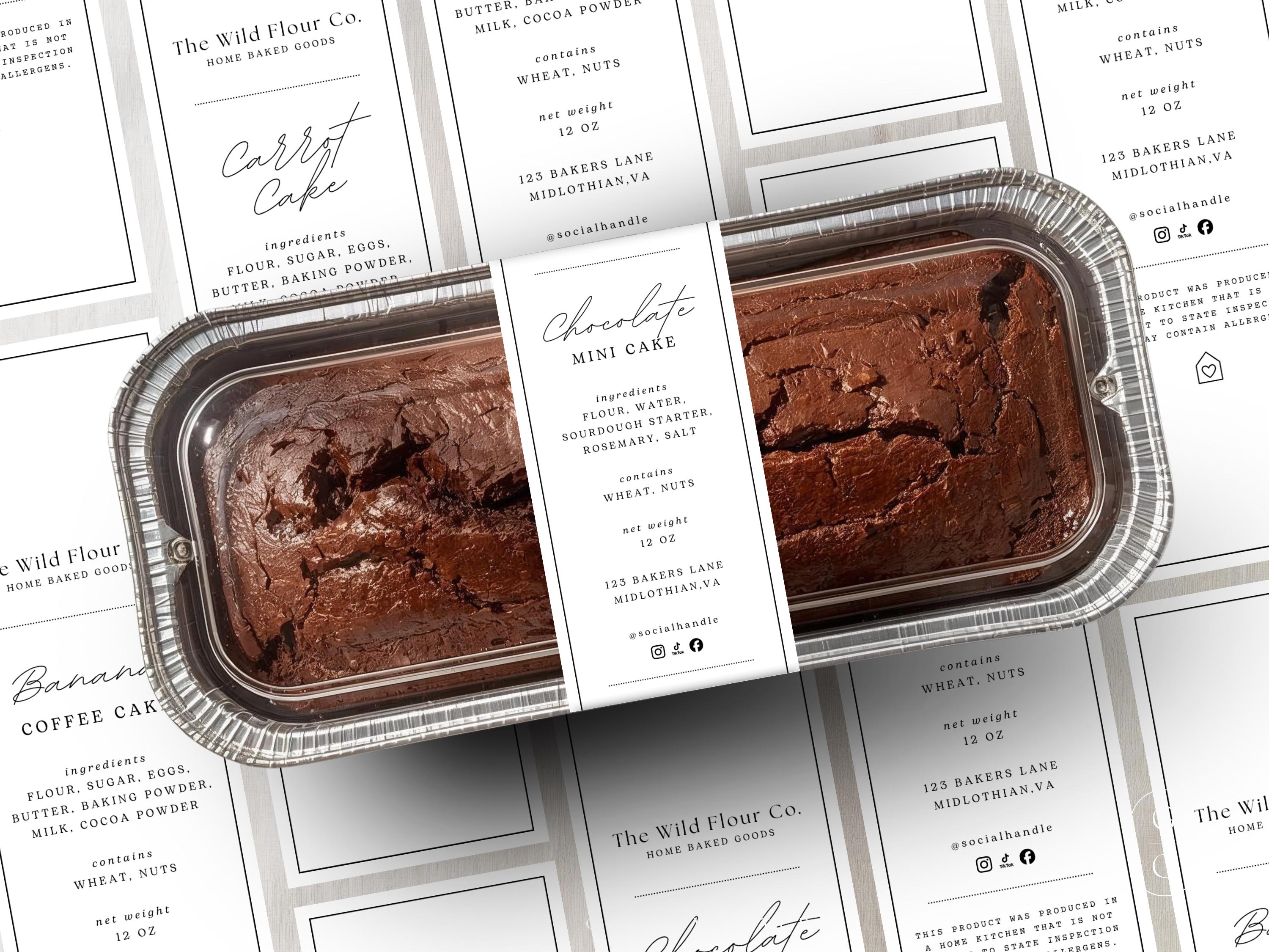 Mini Cake Tin Label EDITABLE Template, Mini Loaf Sticker, Cottage Food ...