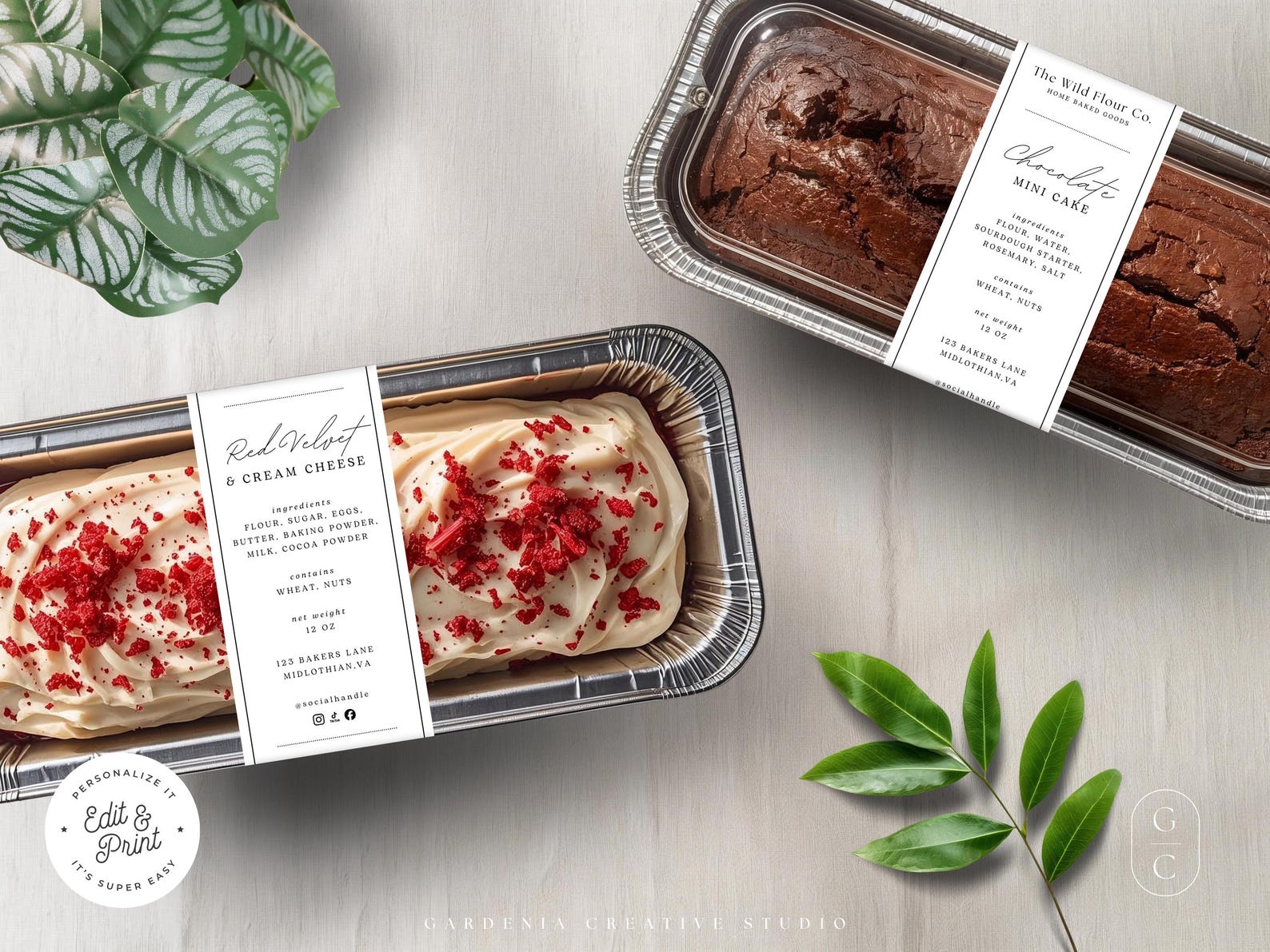 Mini Cake Tin Label EDITABLE Template, Mini Loaf Sticker, Cottage Food ...