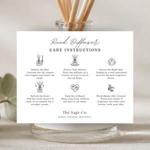 Instructions Card For Reed Diffuser Essential Oil Business, Thank You Insert, Home Scented Care Tag, Farm Stand EDITABLE Canva Template 001