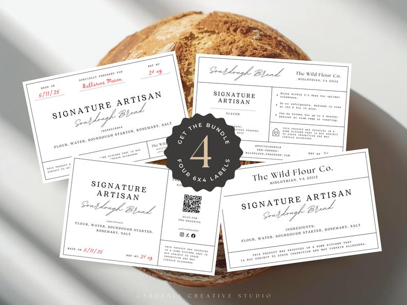 BUNDLE Cottage Food Label, 6x4 Sticker, For Sourdough Bread Box, Cookie Bag, Home Bakery With Ingredients, QR, Canva EDITABLE Template 001 bild 2