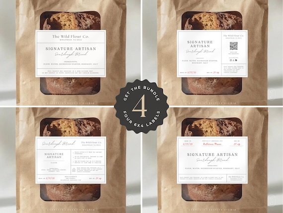 BUNDLE Cottage Food Label, 6x4 Sticker, For Sourdough Bread Box, Cookie Bag, Home Bakery With Ingredients, QR, Canva EDITABLE Template 001