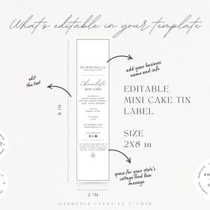 Mini Cake Tin Label EDITABLE Template, Mini Loaf Sticker, Cottage Food ...