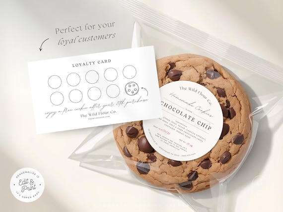 EDITABLE Bakery Loyalty Card, Sourdough Bread, Cinnamon Roll, Cookie, Coffee Shop, Home Baked Goods, Small Business, Canva Template 001