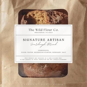 EDITABLE Cottage Food Label For Sourdough Bread Box, Micro Bakery Ingredient Sticker, Bakery, Thermal Printer, Canva Printable Template 001