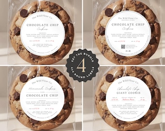 Cottage Food Label Round, Chocolate Chip Cookie Sticker BUNDLE, For Sourdough Bread Bag, Jam, Home Bakery Law, Canva EDITABLE Template 001