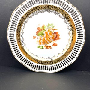 Vintage Winterling Germany Reticulated Porcelain Plates- Fruit Motif 9.5&quot;
