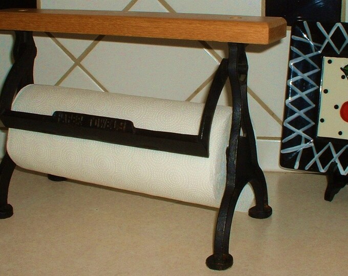 Vintage Cast Iron Wood Paper Towel Holder Country Store Style Etsy