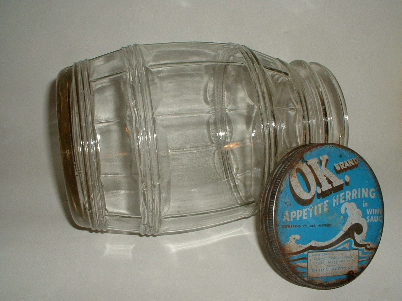 Vintage Glass Barrel Gallon Herring Jar Anchor Hocking Etsy