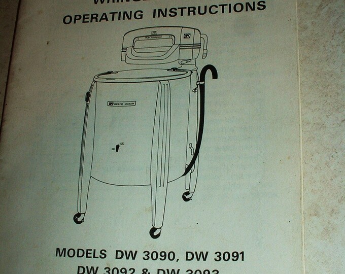 Original Speed Queen Wringer Washer Operating Instructions Etsy