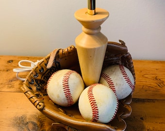 Handmade Baseball Lamp Vintage Glove & Balls
