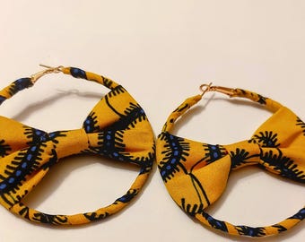 Boucles d'oreilles exotiques, boucles d'oreilles en imprimés africains, boucles d'oreilles rondes ou créoles,  uniques et festives