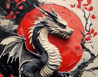 Puzzle, Dragon, Wooden Jigsaw Puzzle, 500 pieces, 1000 pieces, Originally Made, Vintage Asian Design, Unique Puzzle, Oak Wood Puzzle, Jigsaw