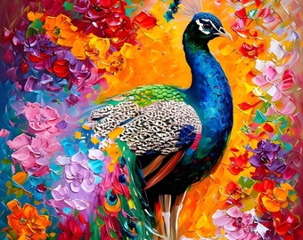 Diamond Painting, Peacock, DIY, Diamond Painting with Frame, Framed Canvas, Large 20"x28" or 16”x20”, 12”x16” unframed, Diamond Art Full Kit