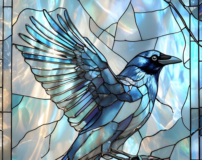 Paint by Numbers, Raven, Paint by Number Kit for Adults, Painting of a Raven with Stained Glass, Painting Kit, Gift, Includes Everything!