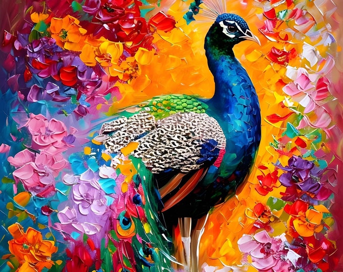 Peacock Wooden Jigsaw Puzzle: Vibrant Abstract Design (500 or 1000 Pieces)
