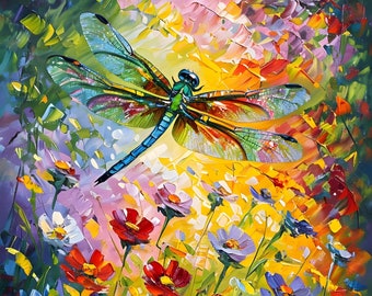 Dragonfly Wildflowers Paint by Number Kit: Vibrant Abstract Art