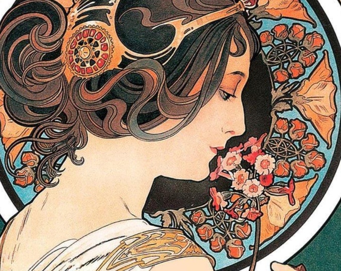 Mucha 'Primrose' Paint by Number Kit: Framed Canvas Art with Stand