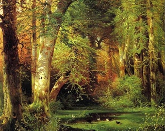 Thomas Moran Forest Scene Paint by Numbers Kit: Framed Canvas Art