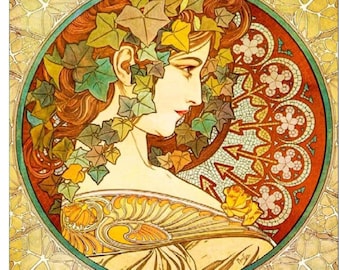 Paint by Number, Mucha,Framed Paint by Numbers Kit for Adults with Stand, Painting, Ivy Composition -by Alphonse Mucha, Includes Everything!