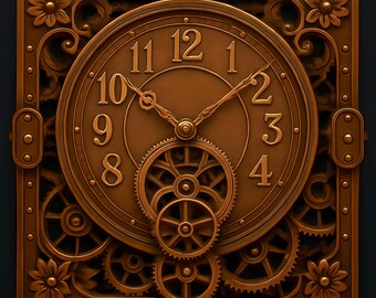 DIY Diamond Painting Clock, Diamond Art Painting Kit, Clock Design, Metal Color Theme, DIY 16"x20" Canvas, Handcrafted, Home Decor