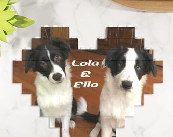Custom Heart Photo Building Block Puzzle | Double-Sided Personalized Puzzle | Same Photo or Two Photos | Couple Gift | Pet Photo Keepsake